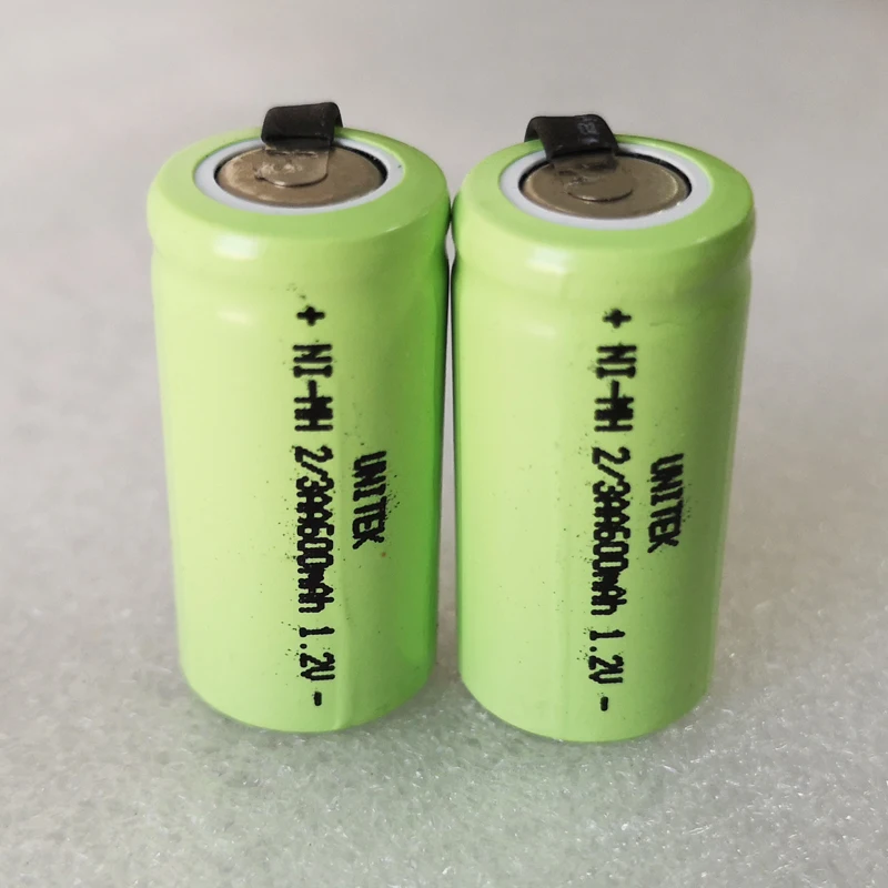 US 600mah 1.2V 2/3AA ni-mh rechargeable battery 2/3 AA nimh cell with welding tabs for Electric razor shaver solar light