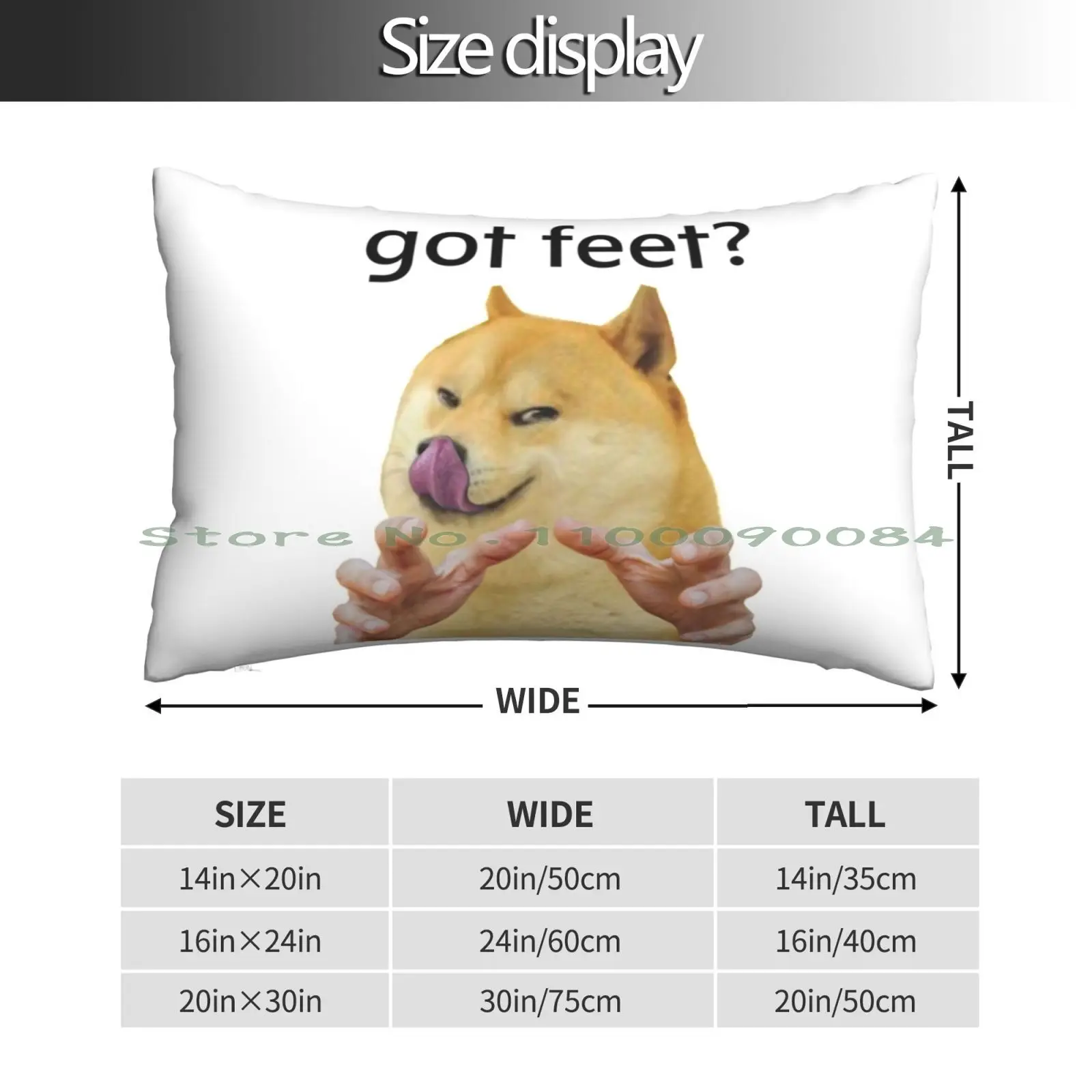 Doge Got Feet ? Pillow Case 20x30 50*75 Sofa Bedroom Doge Feet Walter Funny Yellow Dog Cheems Memes Epic Cute Reddit Hands Long