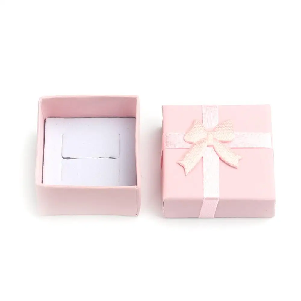 DoreenBeads 6 قطعة مجوهرات صناديق ورقة الحلوى اللون الشريط Bowknot للمجوهرات التعبئة عرض هدية قلادة القرط مربع 4.3 x4.3cm