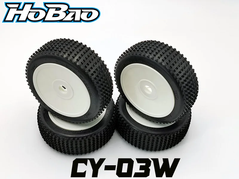 OFNA/HOBAO RACING CY-03W 1/8 off-road tire set (white flat frame + triangle tire), 4pcs FOR 1/8 HYPER/HSP/FS/LOSI/XRAY/TLR BUGGY