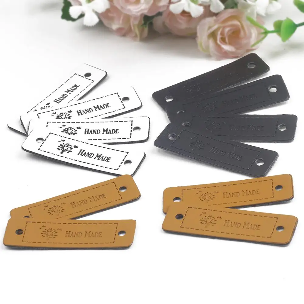 12pcs/lot Life Tree Natural Style Hand Made Leather Labels For Handwork Gifts Leather Tags Handmade Jewelry Findings