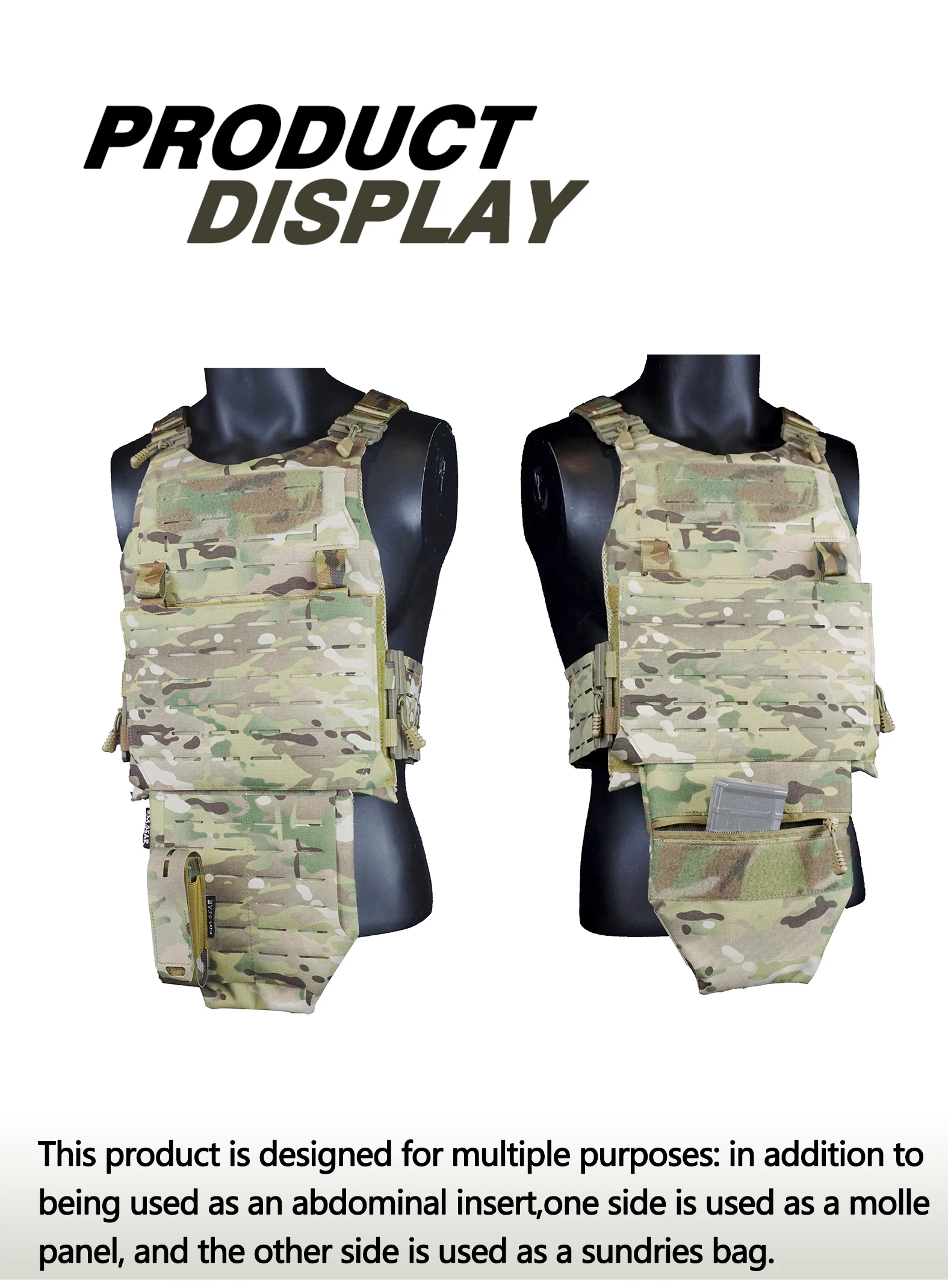 DMGear Lightweight Crotch Protection Double Sided Molle Double Sided Laser Cut For MOLLE Bag Men\'s Tactical Outdoor Wargame