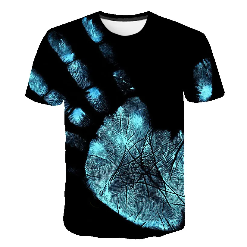 Summer Big Palm Pattern Print T-shirt For Men Casual O-Neck Short-Sleeved t-shirts Trend Breathable Personality Graphic t shirts