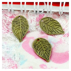 100 PCS Charms tree leaf 18*11MM Antique Bronze Plated tree leaf Pendant Vintage DIY Handmade Jewelry