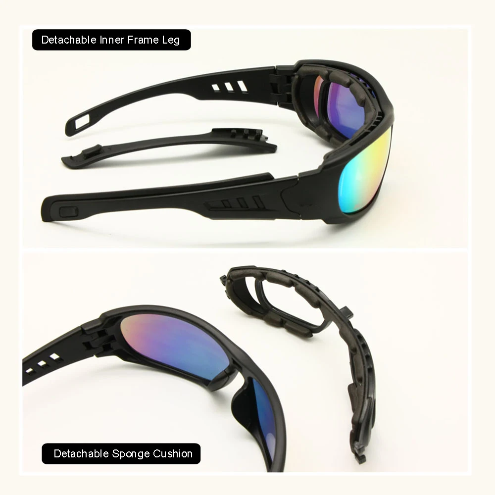 Polarized Outdoor Sunglasses Model C6 Sports Goggles Rx Insert 4 Lens Kit Men Combat War Game Tactical Glasses