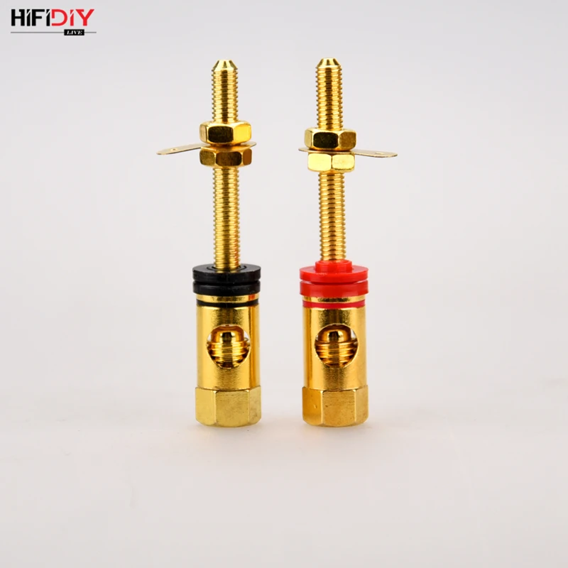 HIFIDIY LIVE 2 Stück Lautsprecher DIY Verlängerter Anschlussklemmen-Binding Post HIFI Verstärker Reines Kupfer Vergoldete Bananenbuchse – Detail 8