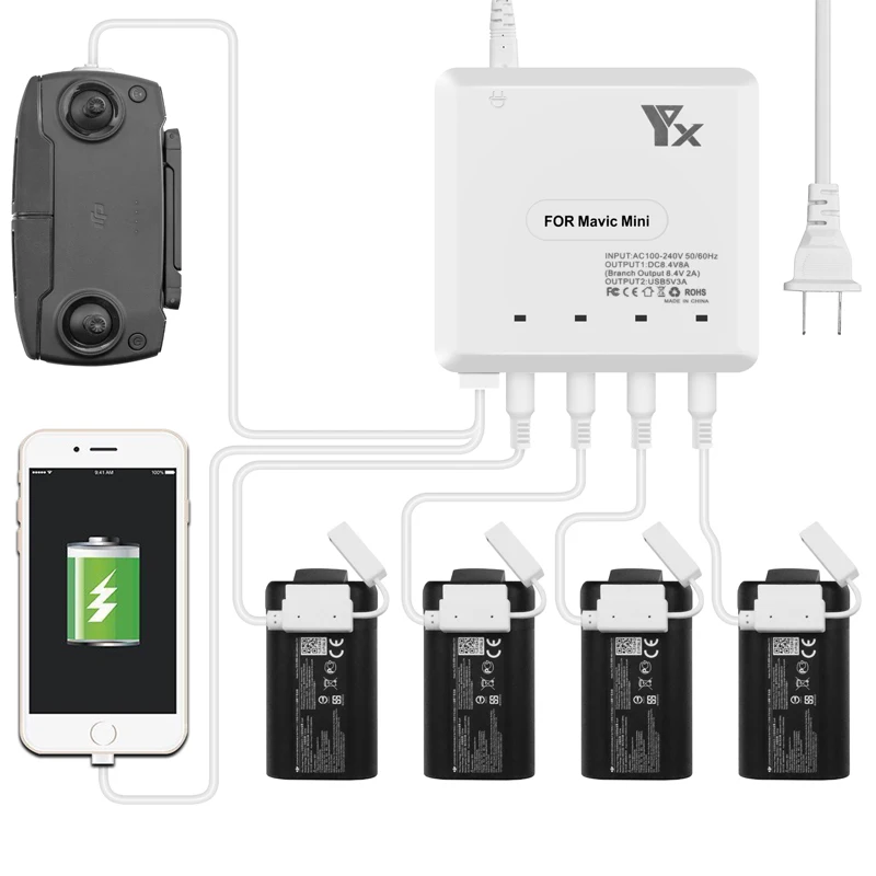 

6 in 1 Mavic Mini Charger Battery Charge Remote Control phone Tablet Charge For DJI Mavic Mini Charger Hub With USB Port