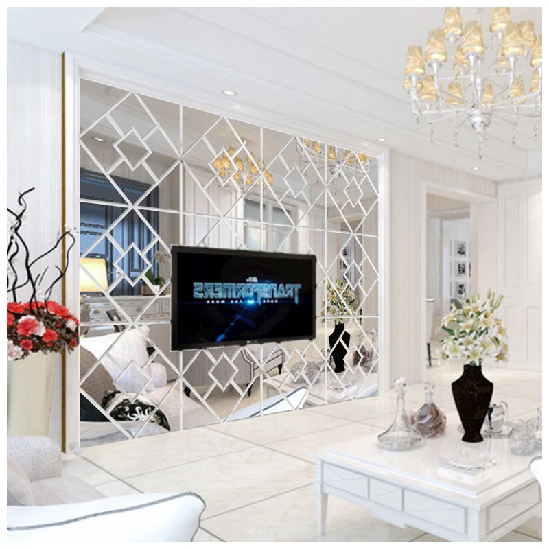 3D Decorative Mirror Wall Sticker DIY Square Waterproof Acrylic Wall Stickers Living Room Wall Decor Home Decoration