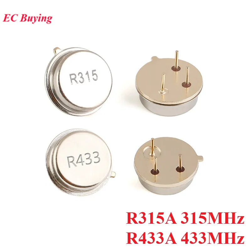 5Pcs/1pc 315 433MHz Resonator Crystal Oscillator R315A R433A Quartz Through Holes Surface Acoustic Wave KIt Round 3 Pins