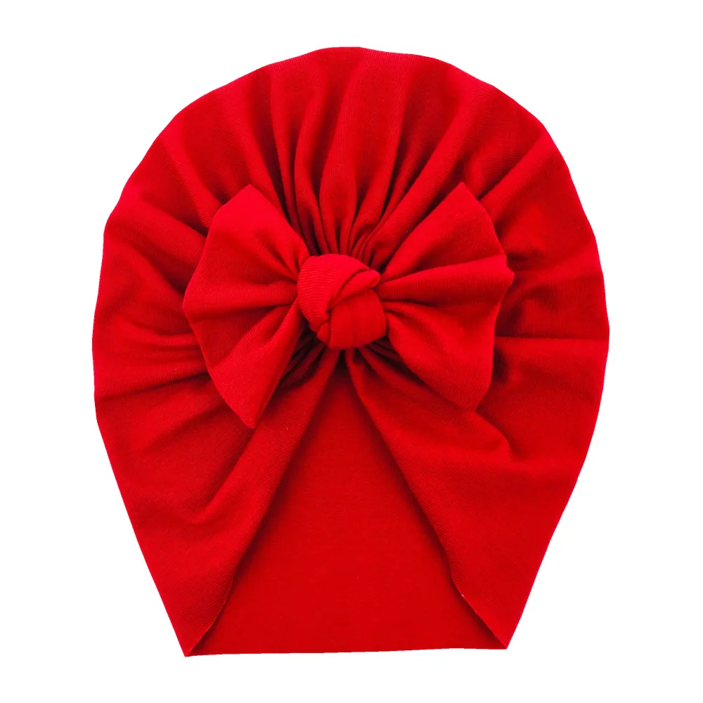 Soft Knot Bow Turban Bonnet Caps para recém-nascidos, chapéu grosso sólido para meninos e meninas, Baby Shower Props, tampas de algodão, inverno, novo, 20 pçs/lote, 2020