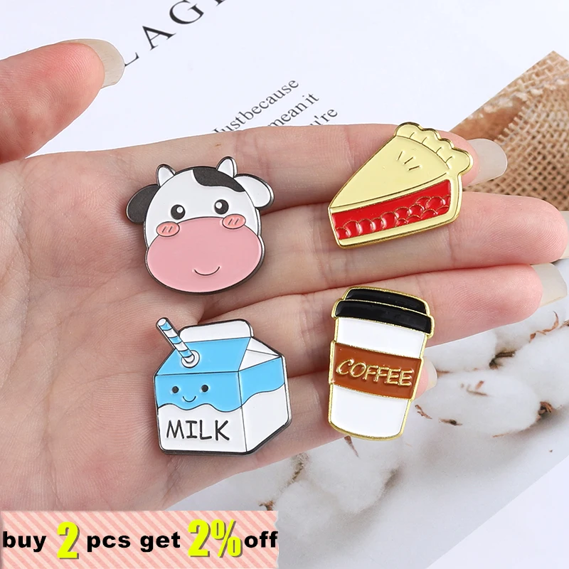 Cartoon Enamel Pin Food Badge Milk Coffee Bread Sandwich Brooches for Women Cute Backpacks Lapel Pin Jewelry Gift Wholesale