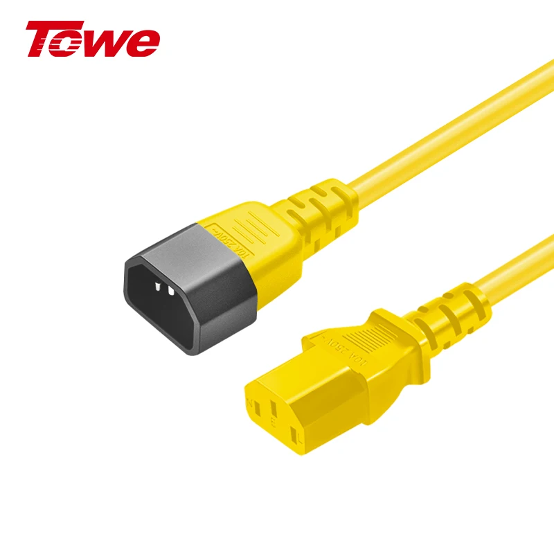 TOWE IEC 320 C13 to C14 Power Cord 10A 250V 1.5mm² Heavy Duty Cable for Server Rack PDU UPS Cabinet Yellow