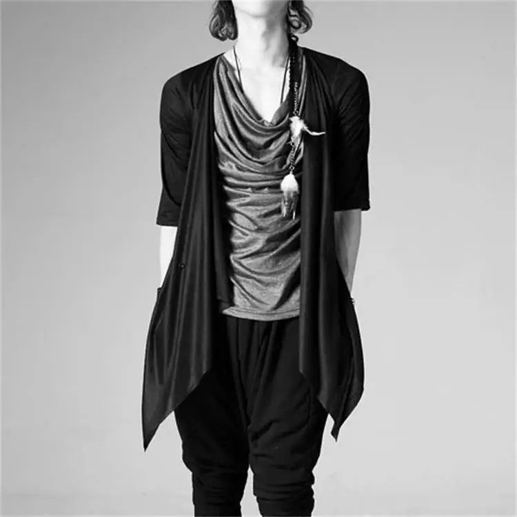 Men's T-shirts The new Summer Korean version of the individual casual lapel T-shirt slim seven - minute sleeve T-shirt trend