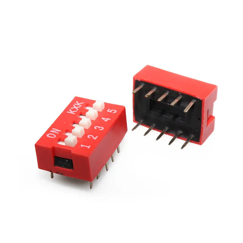 5PCS LOT 2.54 DIP Slide Red Blue Toggle Switch 2.54MM Pitch 1 2 3 4-12Pin Code Switch Coding Position Way Toggle Side Flat Dial