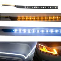 2PCS 60cm White/Yellow Top View Flash Flexible LED Tail light Strip Strobe scanning turn signal Reverse Running  DRL LED Strip