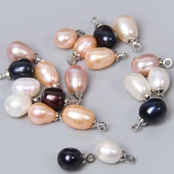 5pcs 6*7mm Natural water drop Pearl Pendants Freshwater Cultured pearls charm for jewelry making necklace earring bracelet diy