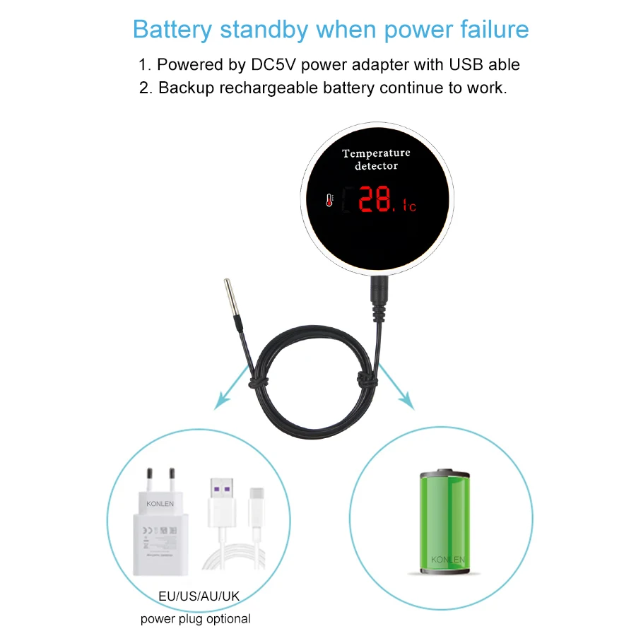 Sensor de temperatura inteligente Tuya para el hogar, termómetro Digital Smartlife de 3m con cable, termostato de agua para habitación y piscina, alarma remota