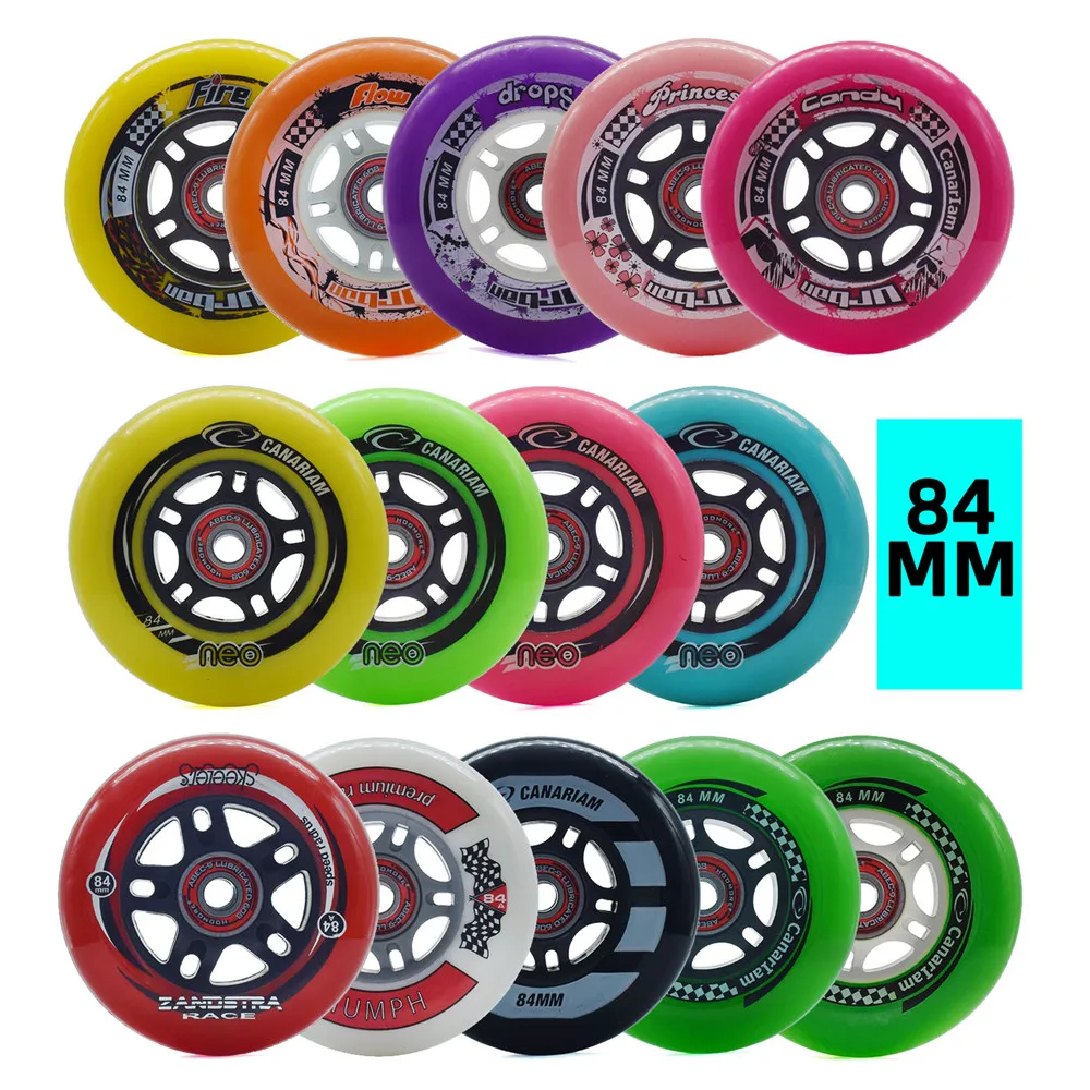 【 84 มม.】 84Aอินไลน์สเก็ตความเร็วล้อยางสเก็ตRollerสำหรับRacing Patines 8 ชิ้น/เซ็ต