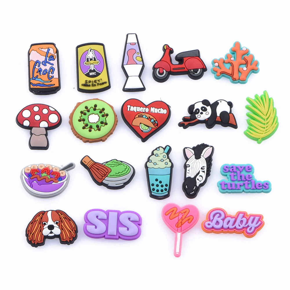 New 1pcs Rubber Shoe Charms Accessories Period Cute Animal Doodles Drinks Shoe Decorations for Bracelet Kids girls Boys Gifts