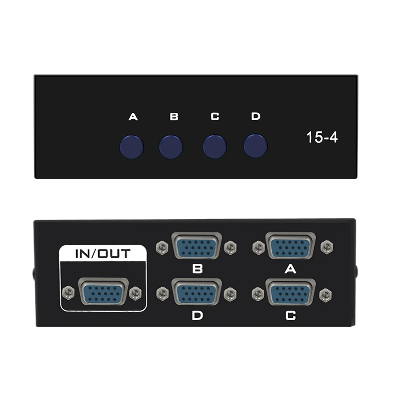 VGA Switch 4 IN 1 OUT 1080P 60Hz 4VGA Signal In 1 VGA Signal Out 4 Ports Sharer HD Converter for Computer Laptop Desktop Monitor