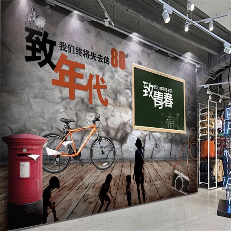 

Custom Nostalgic Industrial Style Mural Wallpaper 3D DIY Text Gray Cement Background Blackboard Wall Paper Papel De Parede 3d