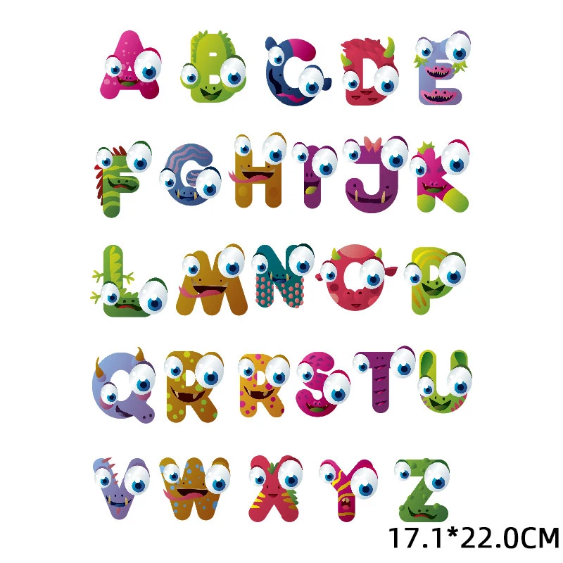 English Alphabet Sticker Big Iron-on Transfers for Clothing Thermoadhesive Patches Diy Letter Patch for Clothes Fabric Applique