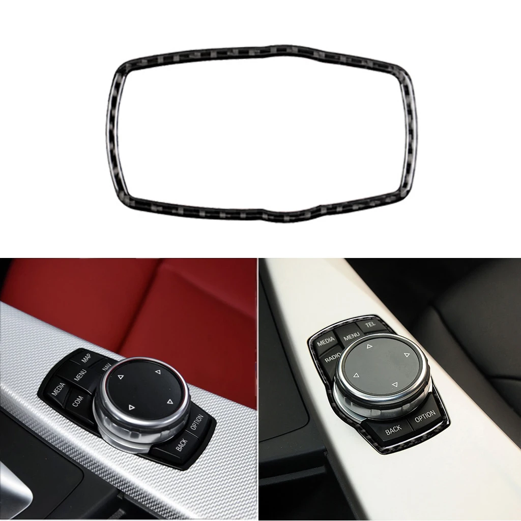 Carbon Fiber Car Inner Multimedia Buttons Frame Cover Trim Sticker For BMW F01 F10 F15 F16 F20 F48 F45 F30 F32 F34 F35 E90