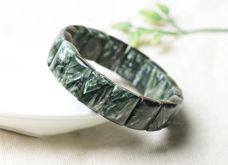 Natural Green Seraphinite Bracelet 14x10mm Women Rectangle Beads Fashion Jewelry Seraphinite Beads AAAAA