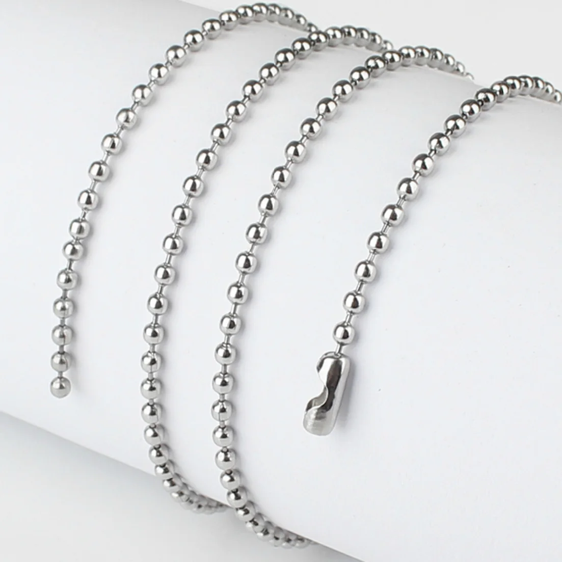 10/20/50/100pcs Wholesale Bulk Men Women Silver Color Stainless Steel Beads Ball Chain Necklace Jewelry 16-36\