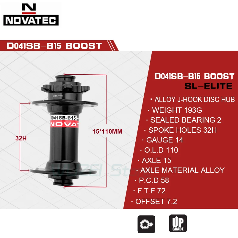 Novatec MTB Hub Sealed Bearing D041SB-15 D442SB-X12 8/9/10/11/12 Speed 32 Holes MTB Bicycle Hubs Mountain Bike Disc Card Brake