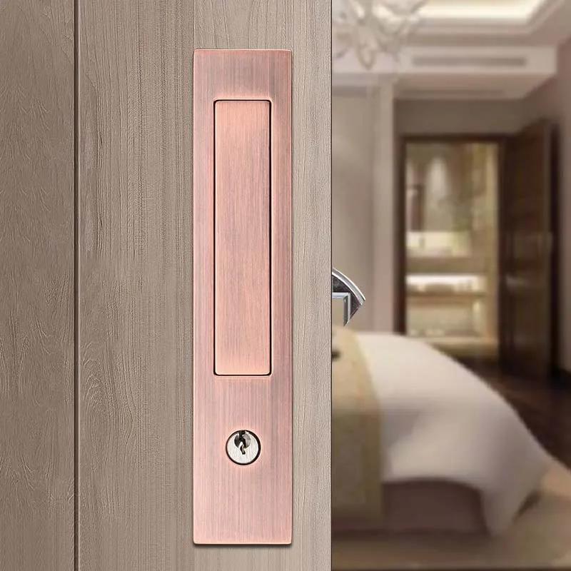 New sliding door lock, sliding door, wooden door, bathroom, bedroom, double-sided spring embedded folding door hook clasps