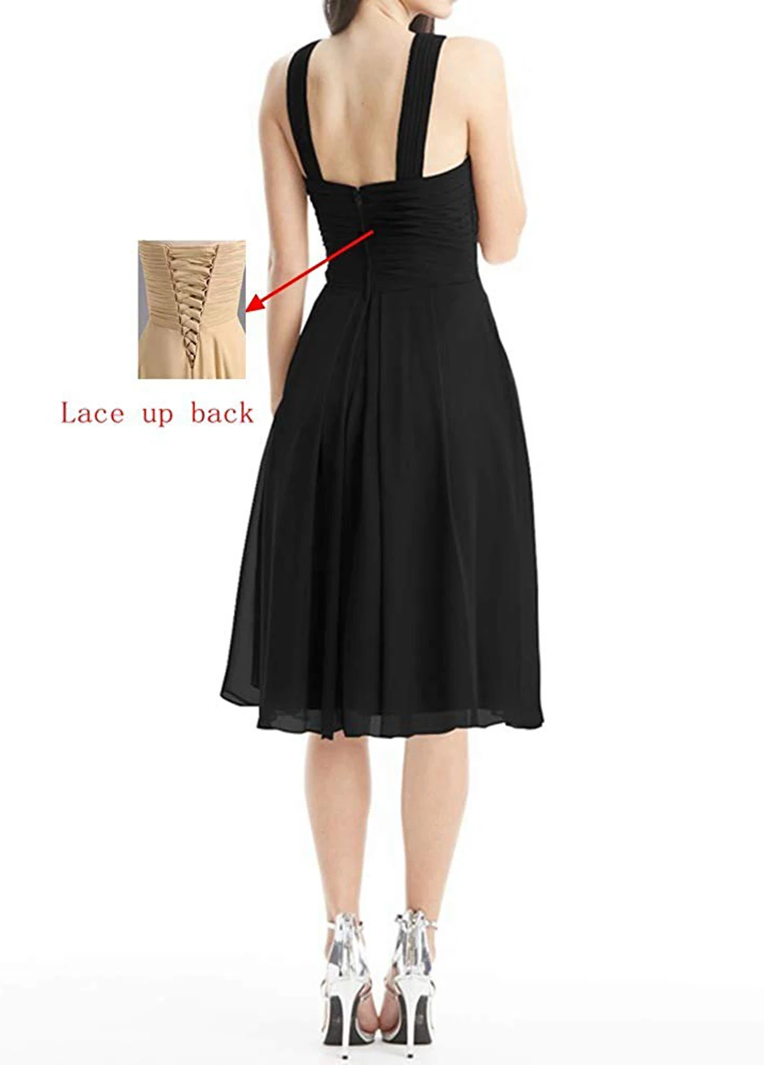 Vestido corto de gasa para dama de honor, vestido de noche de fiesta con cuello Halter, longitud hasta la rodilla, elegante para mujer