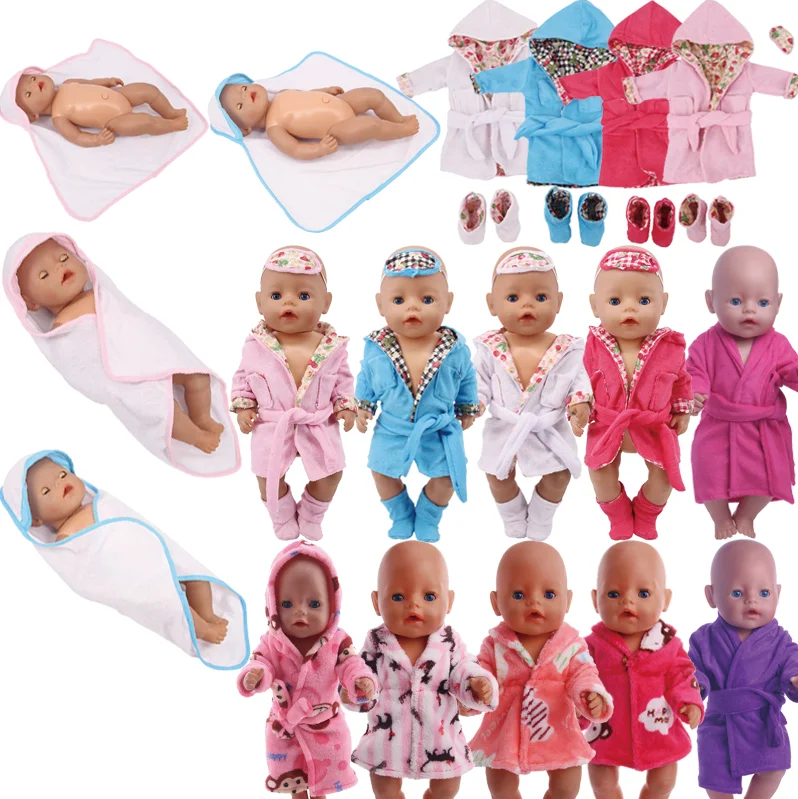 Doll Bath Towel Pajamas Nightgowns Fit 18 Inch American&43 Cm Baby New Born Doll Reborn Our Generation Christmas Girl`s Toy  DIY