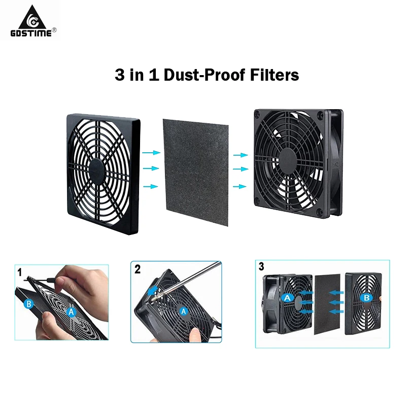 5 teile/los Staub Filter Fan 3 in 1 PC Abdeckung Fall staubdicht Schwamm Filter Mesh 40mm 50mm 60mm 70mm 90mm 120mm lüfter Staubdicht