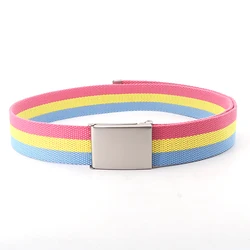 Ceinture à boucle lisse en Nylon, 3.8cm de large, couleur pour hommes et femmes, accessoires pour Jeans coréens, loisirs pour jeunes, nouvelle collection