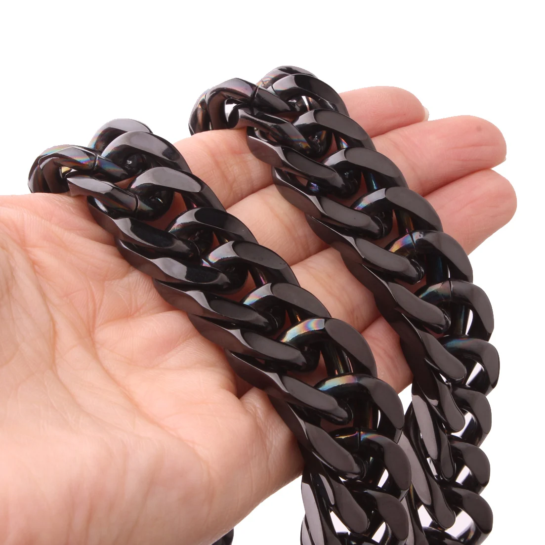 6/8/10/12/15/17/19MM Mens Womens Necklace Or Bracelet Stainless Steel Double Cuban Curb Chain Mens Womens Jewelry 7-40"Wholesale image 6