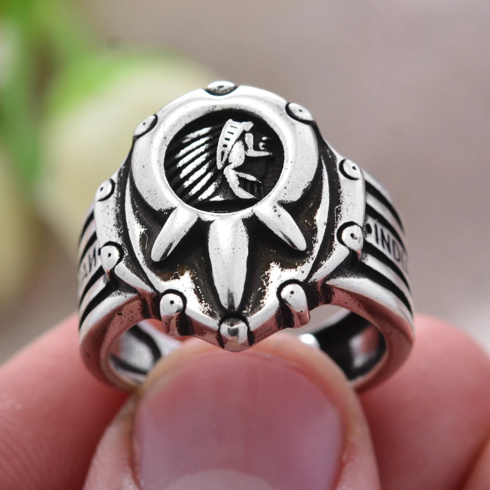 2023 New Arrival Original Indian Badge Design Thai Silver Men Ring Promotion Jewelry For Man Birthday Gift Never Fade