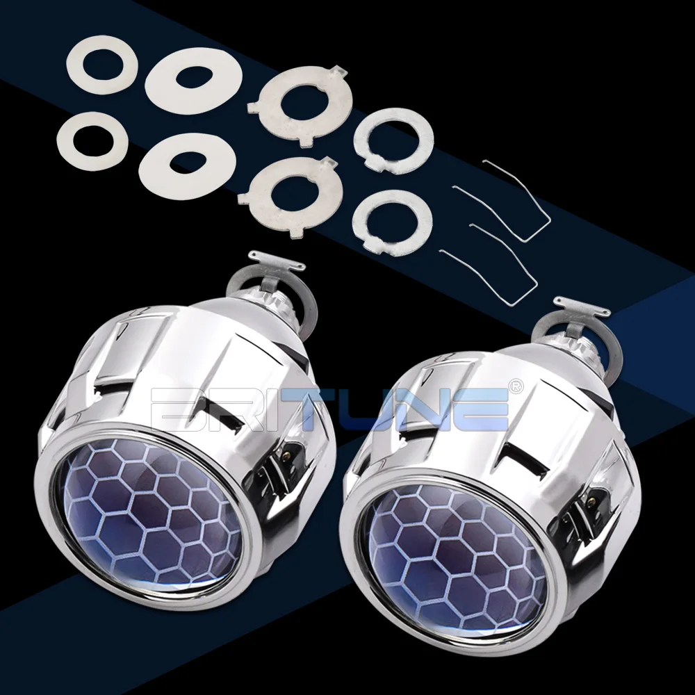 Auto Lenses Bi-xenon Honeycomb Projector Headlight Tuning H7 H4 H1 LED Angel Eyes Lens 2.5 Super WST Car Lights Accessories DIY
