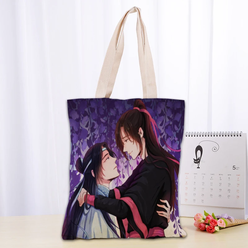 Anime Mo Dao Zu Shi Tote Bag Women Canvas Fabric Bags Eco Reusable Shopping Bags Traveling Beach Casual Useful Shoulder Bag