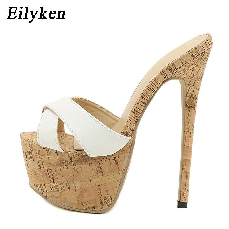 Eilyken 2024 New Sexy Super High Heels Women Slippers Sandals Fashion Platform Open Toe Party Catwalk Mules Slide Shoes