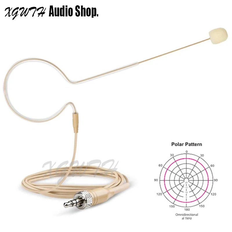 

Beige Headset Microphone Single Earhook Head Headworn Mic for Sennheiser Wireless System & Bodypack Transmitter 3.5mm Screw Lock