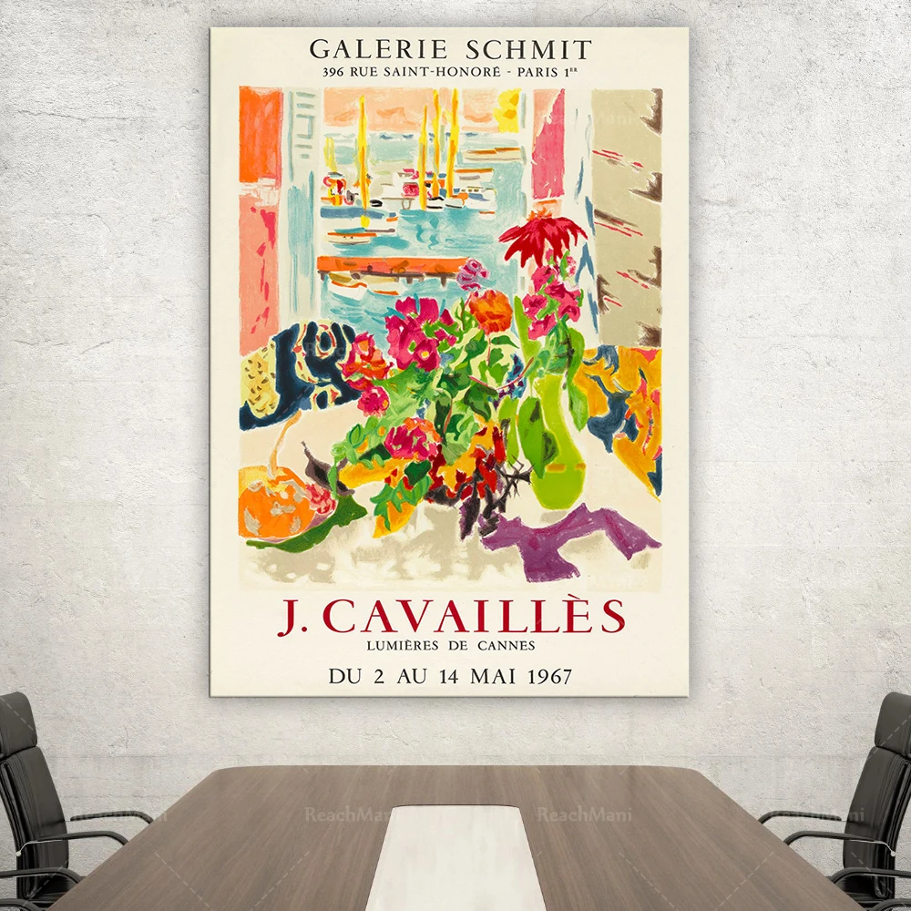 Museum Exhibition Poster Canvas Print | Flower Painting | Art Gallery Promotion | Home Decor Vintage Wall Hanging | Gift for
