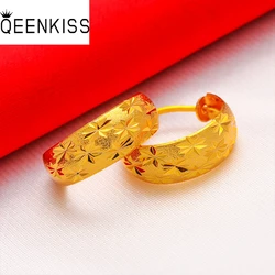 QEENKISS Gold Vintage Star Wide Round Hoop Earring For Woman Birthday Wedding Party Christmas Mother Girlfriend Lady Gift  EG549