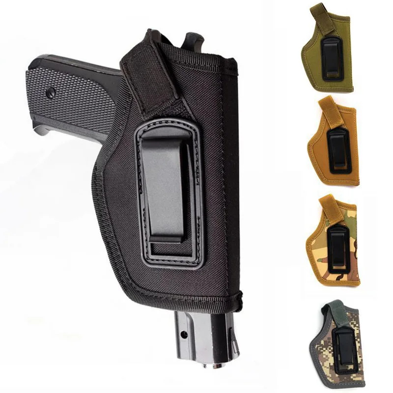 

Nylon Tactical Compact Pistol Holster Concealed Belt Metal Clip Holster Gun Carry Waist Pouch Bag Gun Case Hunting Accessories