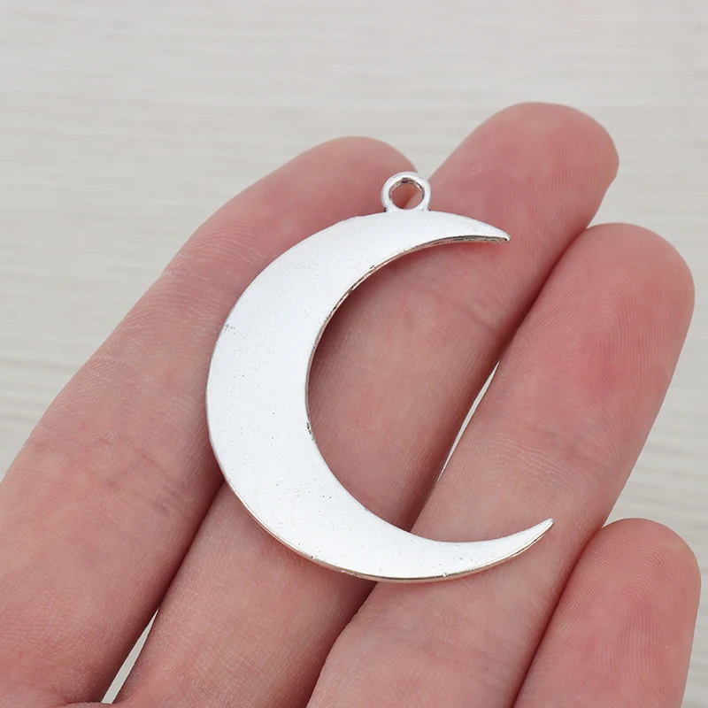 10 x Tibetan Silver Large 2 Sided Crescent Moon Charms Pendants For DIY Necklaces Jewelry Making Findings Accessories 44x31mm