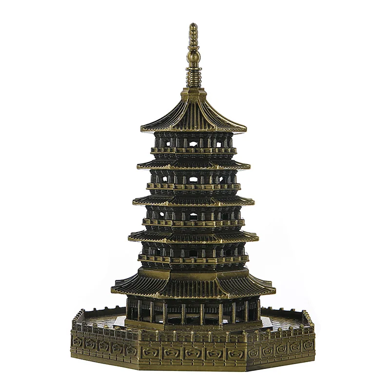 Funny Toy The Fall of the Pagoda Model Chinese style Iron Tower Desktop Decoration Metal Ornaments Gift for Boy Girl Friend