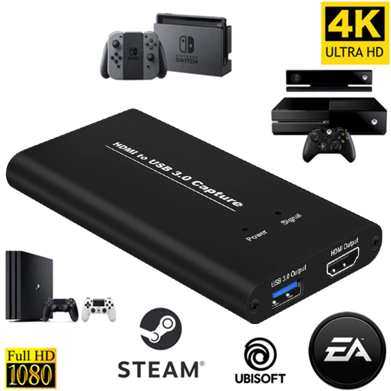 USB Capture USB3.0 HDMI 4K60Hz Video Capture HDMI to USB Video Capture Card Dongle Game Streaming Live Stream Broadcast MICinput