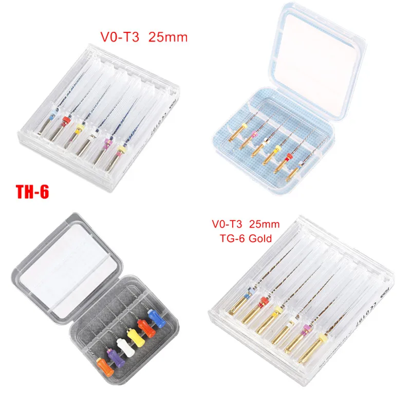 

6Pcs mixed Dental Endodontic Endo Heat Activation Niti /Rotary NiTi/ TG6 Files Nickel 25mm Rotary Root Canal for Engine Use