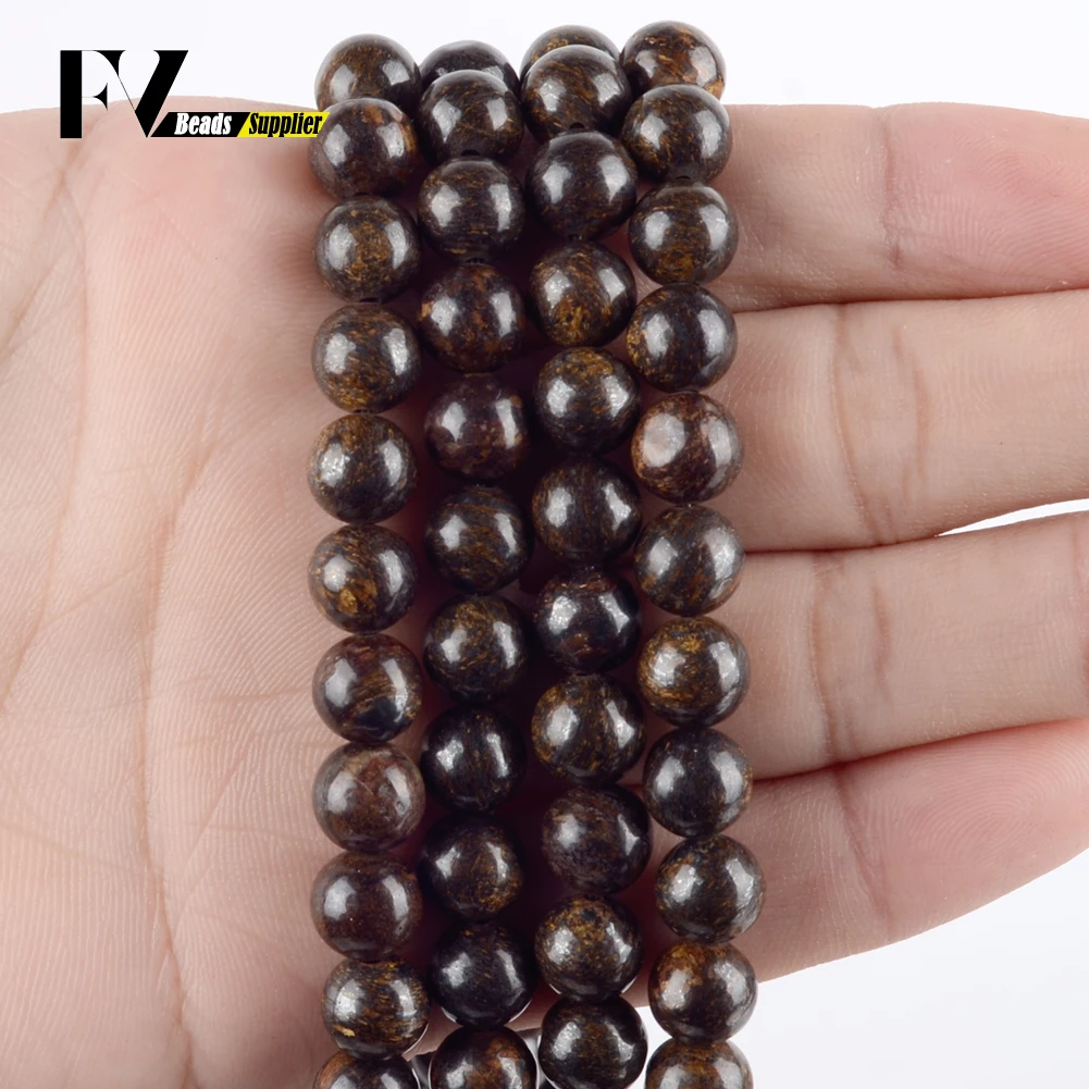 Wholesale 4-12mm Natural Bronzite Stone Loose Spacer Round Beads For Jewelry Making DIY Bracelets Necklace Needlework 15\