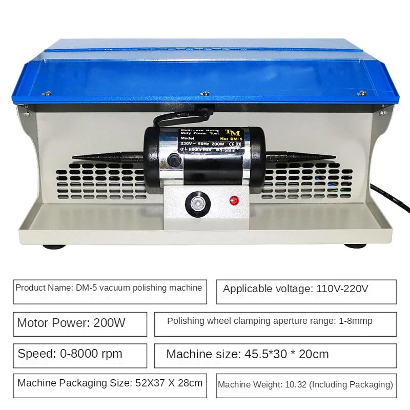 110/220V Polishing Machine with Dust Collector Mini Polishing Grinding Motor Bench Grinder Polisher Jewelry Polisher Machine